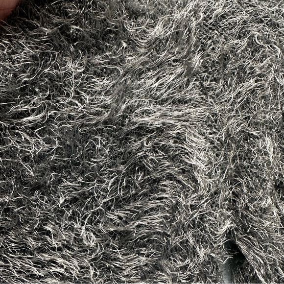 Abercrombie & Fitch Sweater Small Crop Silver Green Fuzzy Crew Fall Trend - Picture 4 of 9